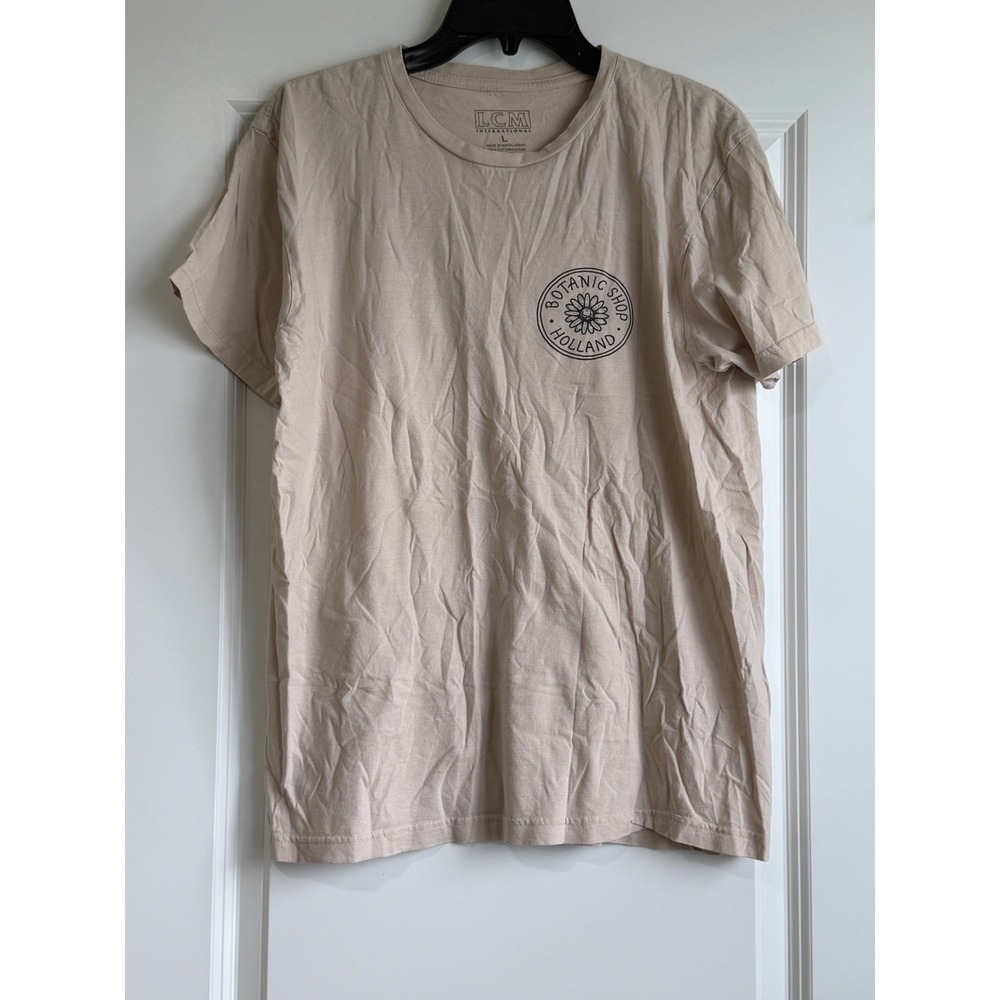 LCM International Botanic Shop Holland Men's Tan Short Sleeve T-Shirt Large